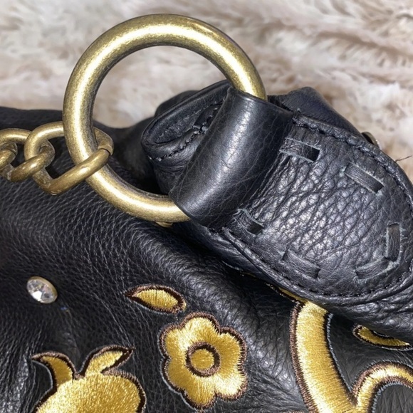 Carlos Falchi Black and Gold Shoulder Bag with Ornate Embroidered Design - Picture 4 of 10